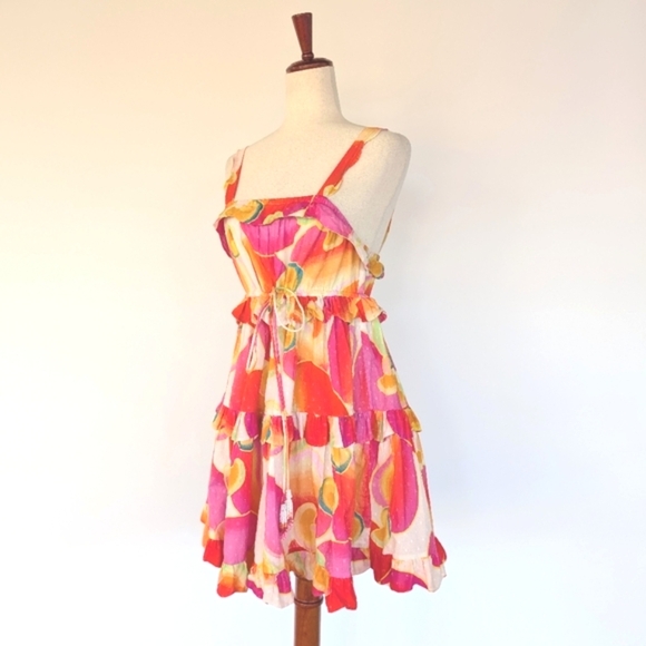 Farm Rio Floral Print Cotton Mini Dress Size Medium - Picture 5 of 12